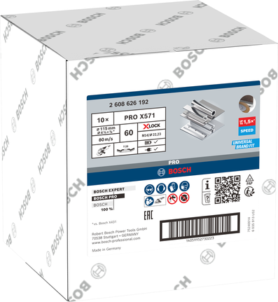 Lamelový kotouč Bosch PRO X571, úhlový, 115 mm, G60 X-Lock.